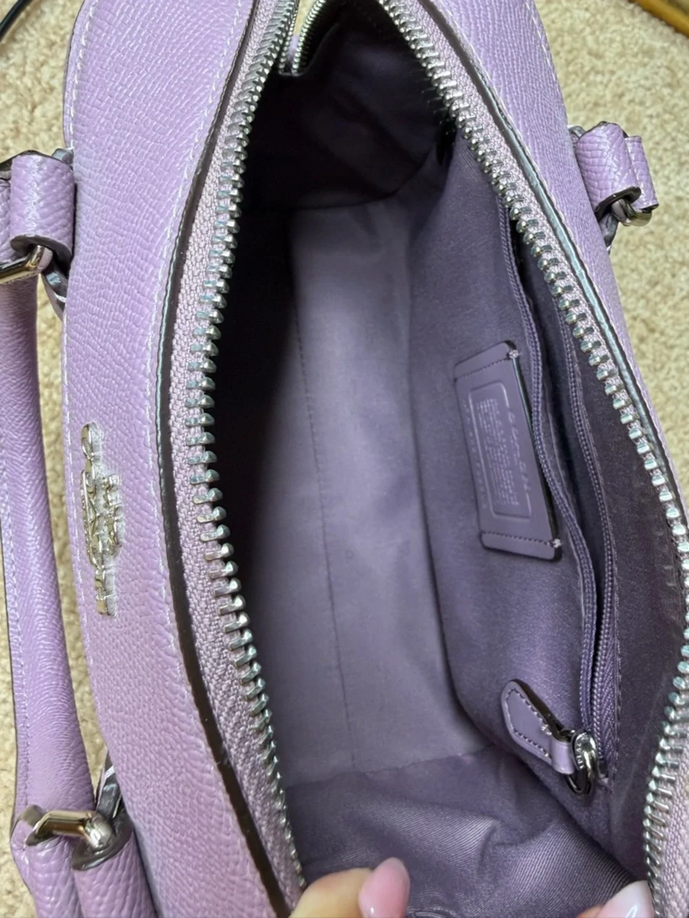 Coach Mini Bennett Satchel Lavender Crossbody Bag Lilac Leather Top Handle Purse - Picture 5 of 14